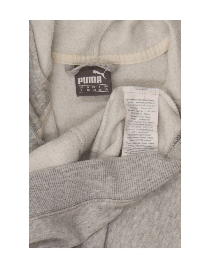 Puma Damen Zip Hoodie Pullover UK 10 Small Grau Baumwolle
