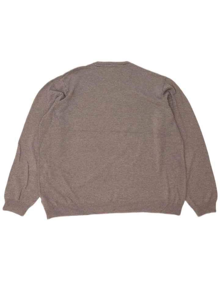 Marks & Spencer Herren-Pullover mit Rundhalsausschnitt, reguläre Passform, 2XL, graue Baumwolle