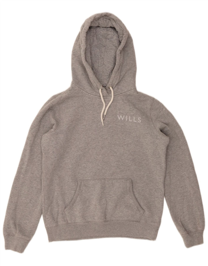 JACK WILLS Damen-Pullover mit grafischem Kapuzenpullover, Gr. 8, Größe S, Grau, Baumwolle