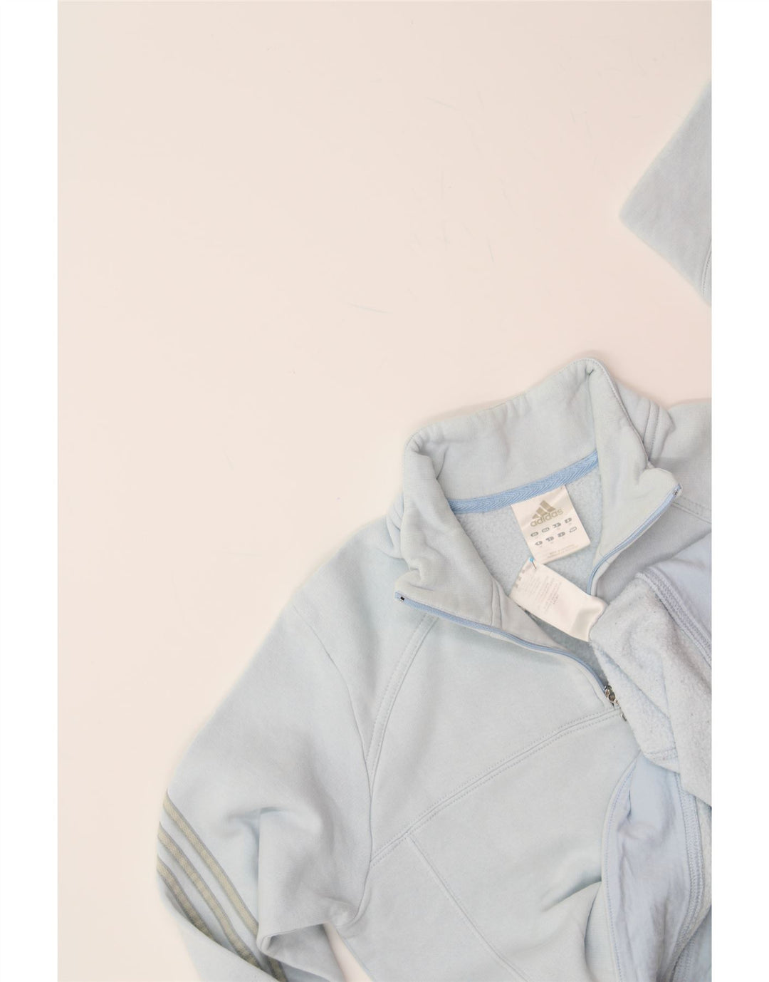 ADIDAS Womens Zip Neck Sweatshirt Jumper UK 12 Medium Blue Cotton Vintage Adidas and Second-Hand Adidas from Messina Hembry 