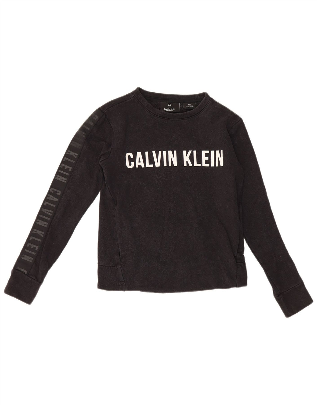 Calvin Klein Womens Graphic Oversized Sweatshirt Pullover UK 6 XS Schwarz