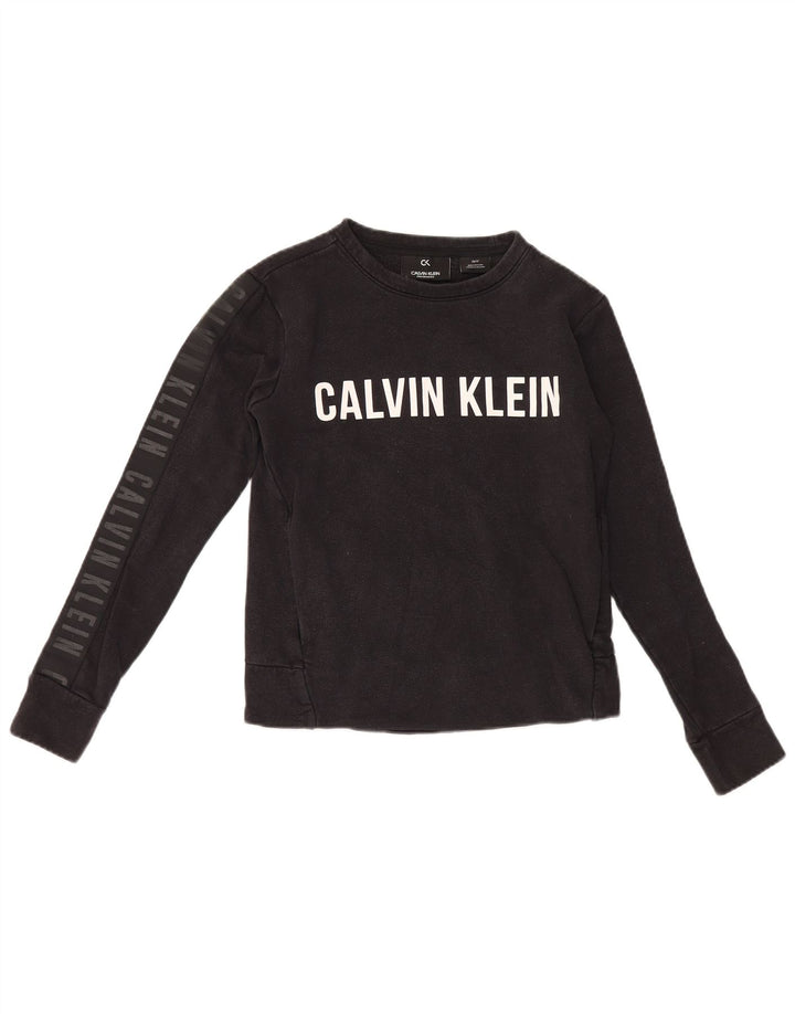Calvin Klein Womens Graphic Oversized Sweatshirt Pullover UK 6 XS Schwarz