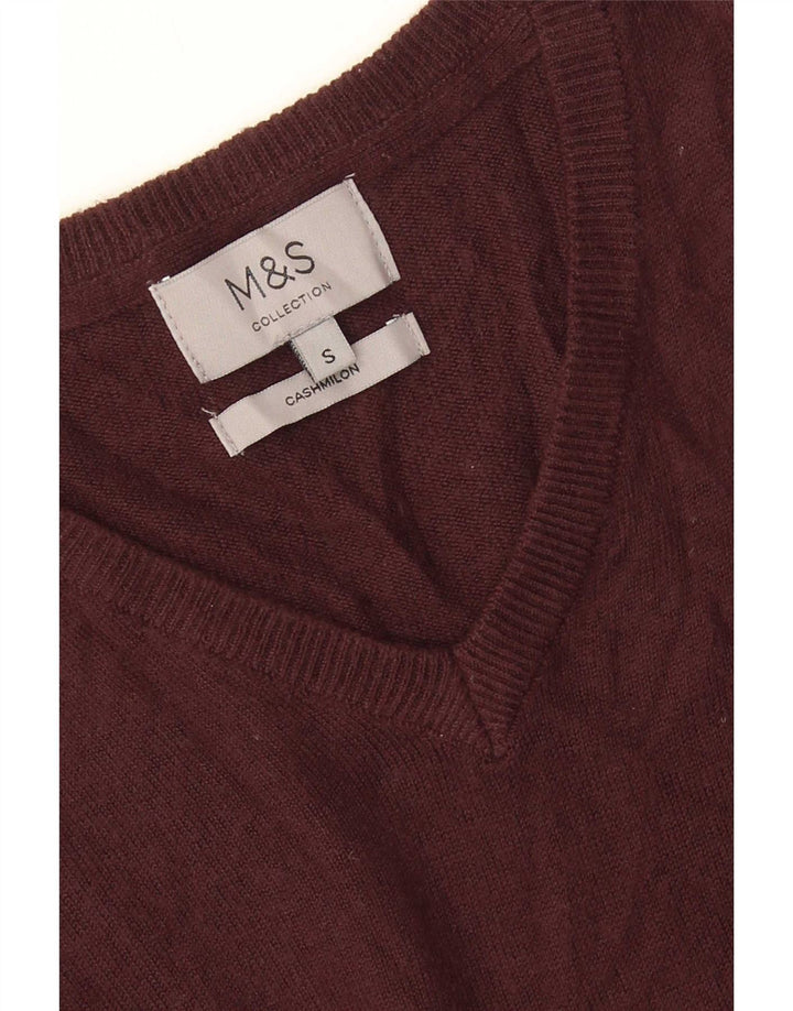 Marks & Spencer Herren-Pullover mit V-Ausschnitt, kleiner brauner Kaschmir