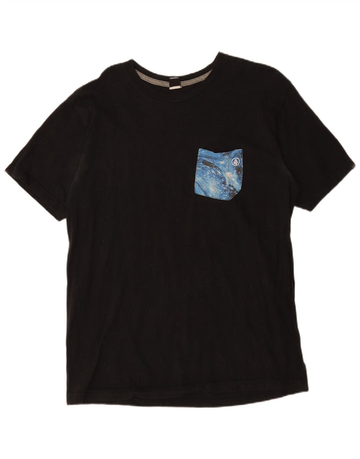 Volcom Womens Graphic T-Shirt Top UK 16 Large Schwarz Baumwolle