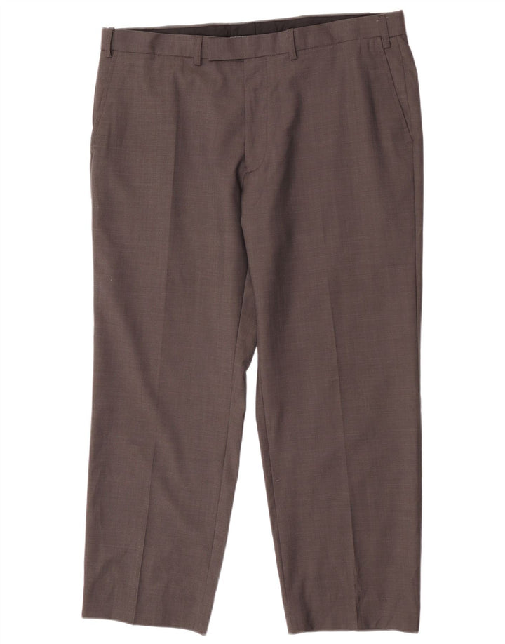 Marks & Spencer Herren-Anzughose in normaler Passform, W36 L29, braune Wolle