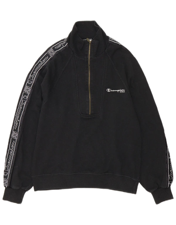 Champion Damen-Sweatshirt mit übergroßem Grafik-Reißverschluss, Größe UK 6, XS, Schwarz