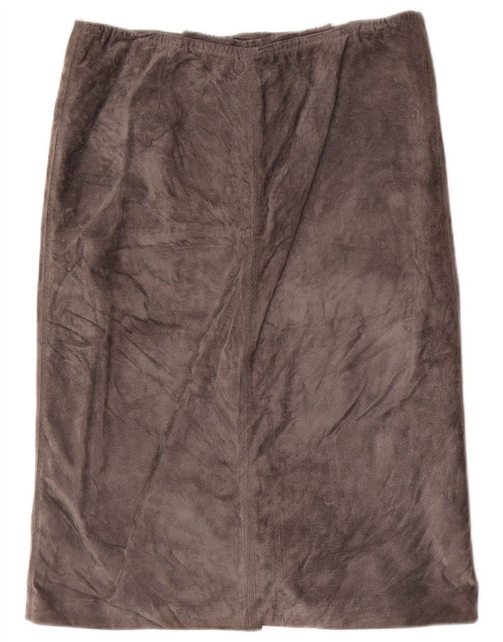 Vintage Damen Wildleder Gerader Rock IT 46 Groß W30 Grau