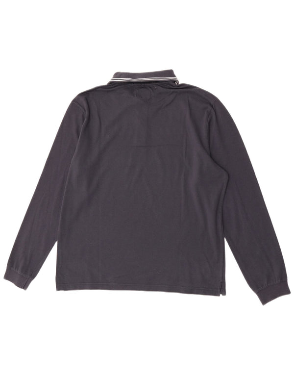 Champion Mens Easy Fit Long Sleeve Polo Shirt XL Navy Blue