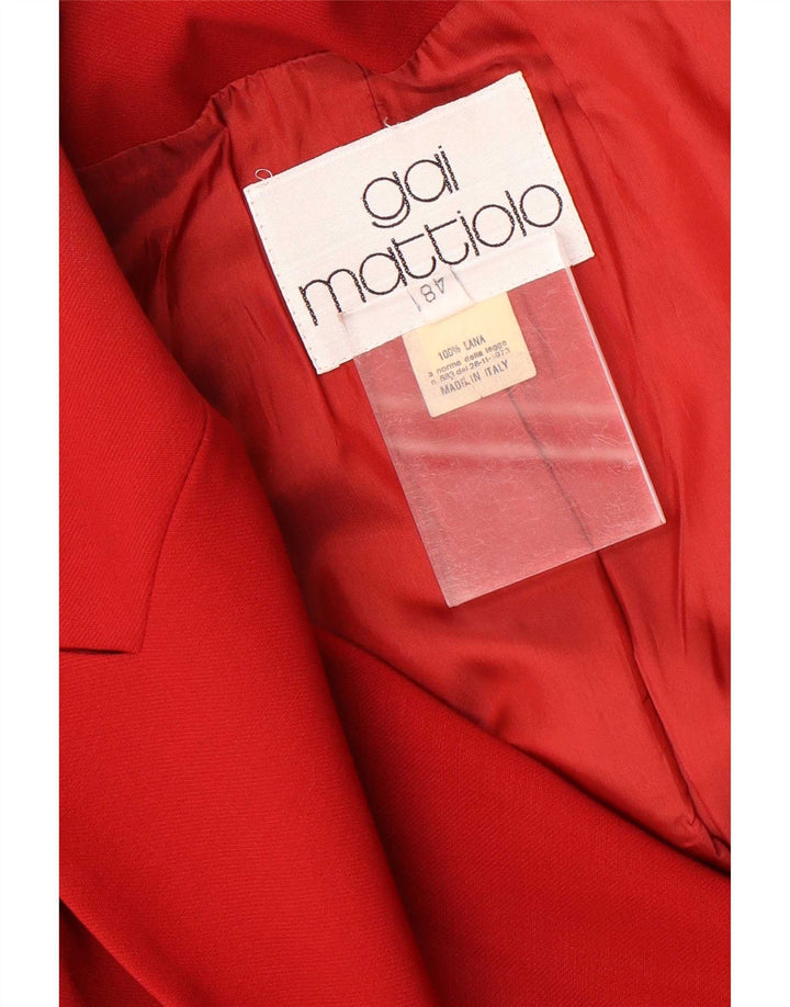Gai Mattiolo Damen 1-Knopf-Blazerjacke IT 48 XL Rote Wolle