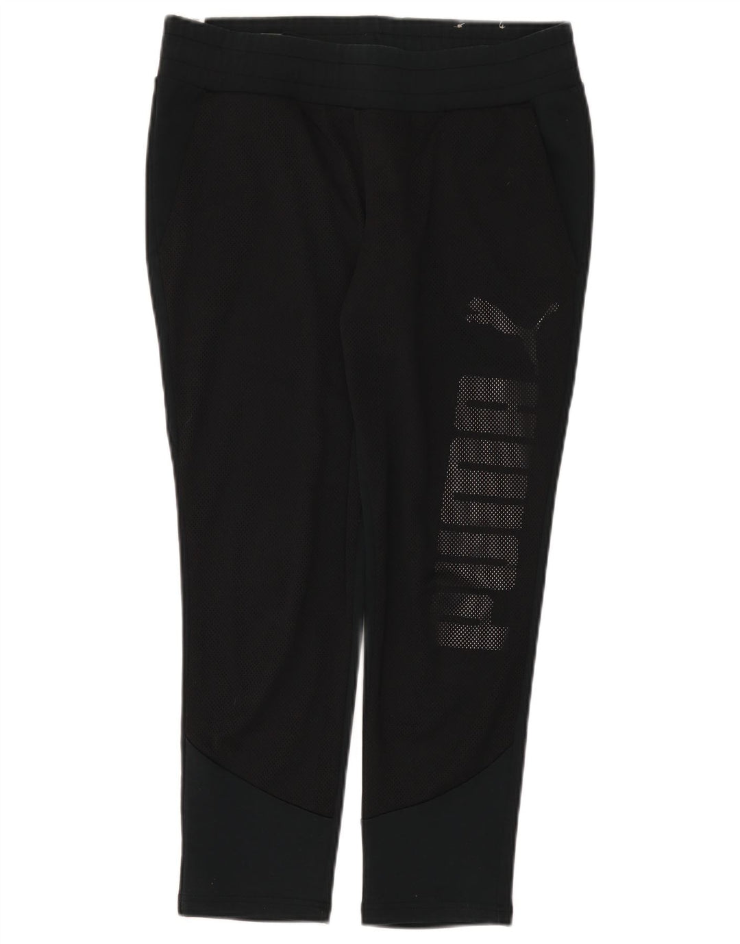 Puma Womens Crop Graphic Leggings UK 12 Mittelschwarze Baumwolle