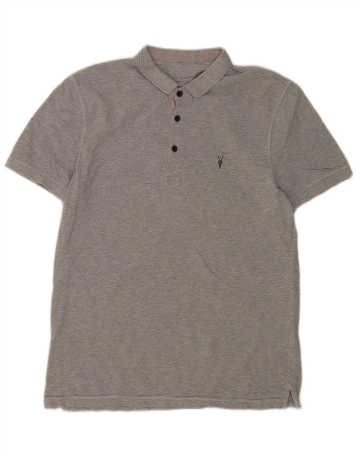 All Saints Herren-Poloshirt aus mittelgrauer Baumwolle