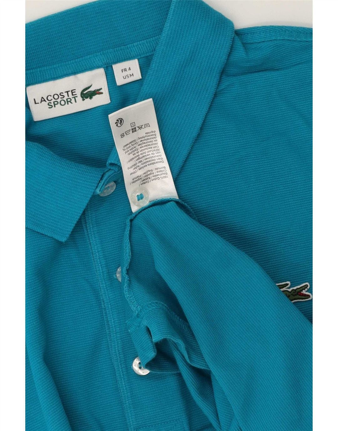 Lacoste Herren-Poloshirt, Größe 4, mittelblaue Baumwolle