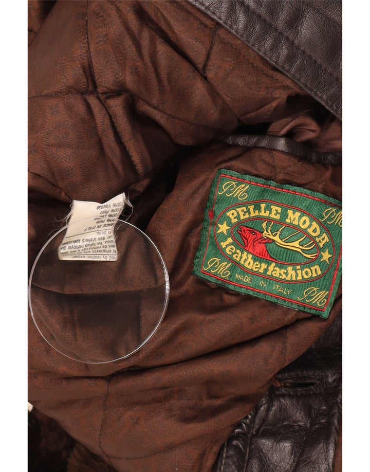 Pelle Moda Herren Ledermantel UK 40 Large Brown Classic