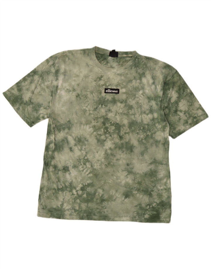 Ellesse Herren T-Shirt Top Small Khaki Tie Dye Baumwolle
