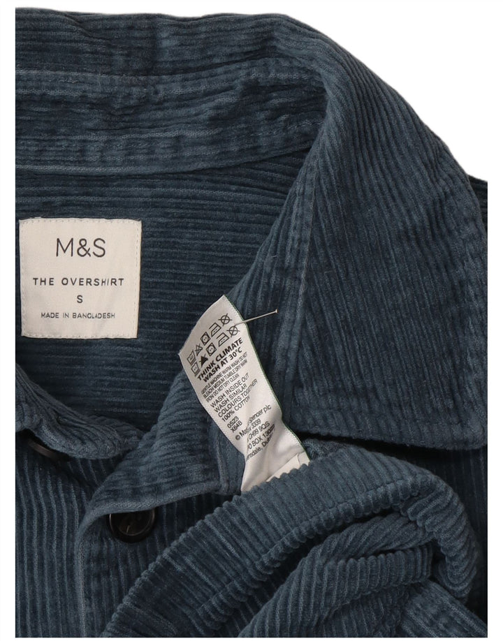 Marks & Spencer Herren-Overshirt, Cordhemd, Größe S, Blau, Baumwolle