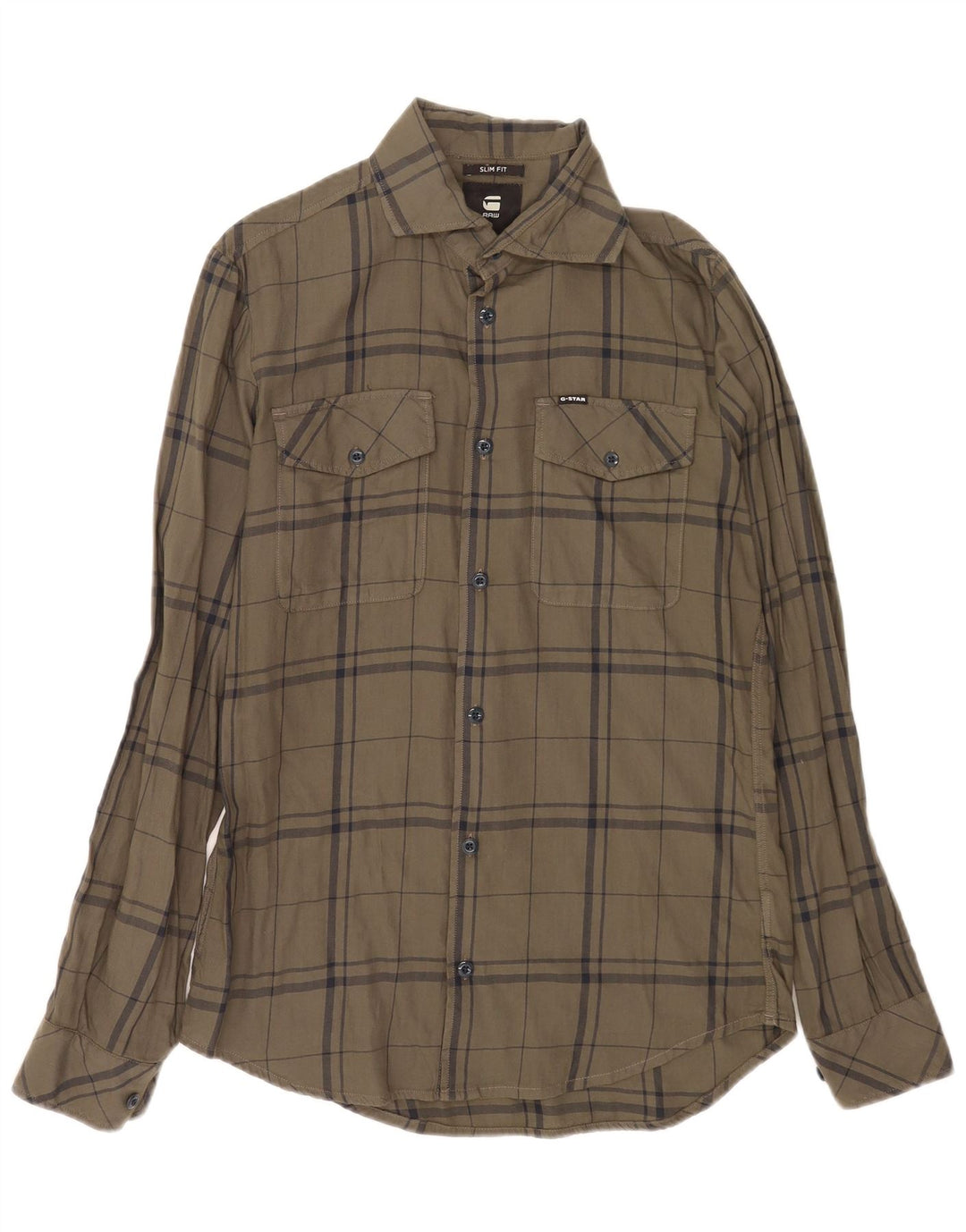 G-Star Slim Fit Flanellhemd für Herren, klein, grün kariert