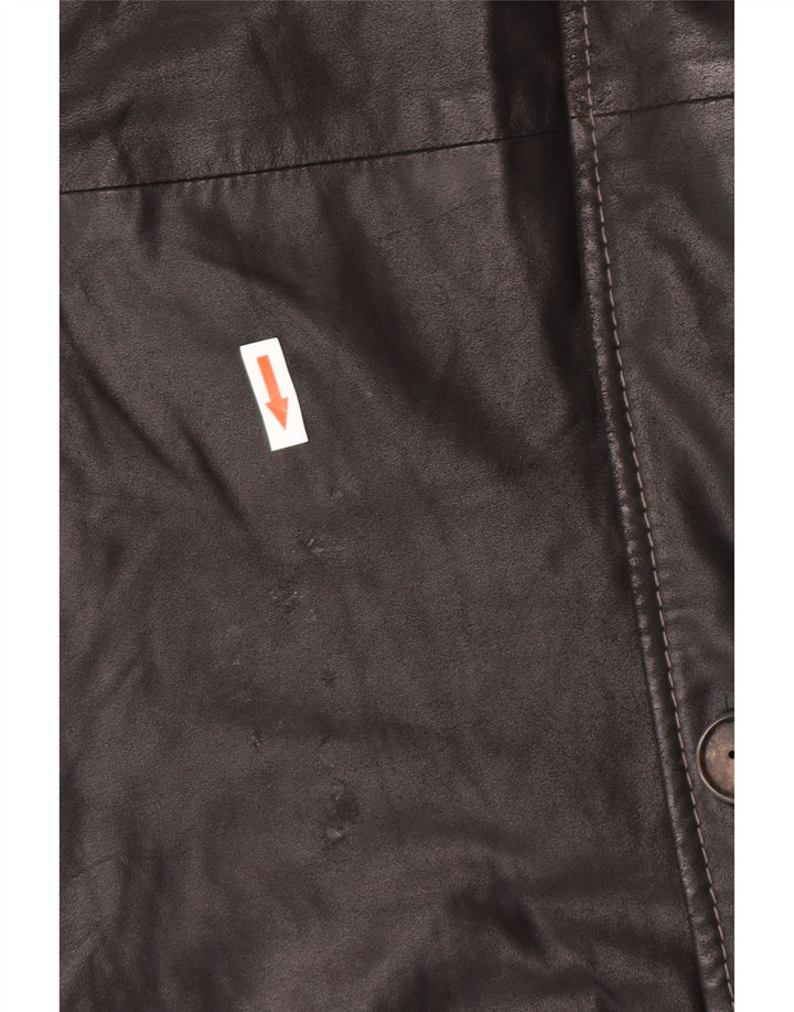 Vintage Herren Ledermantel IT 58 4XL Schwarzes Leder