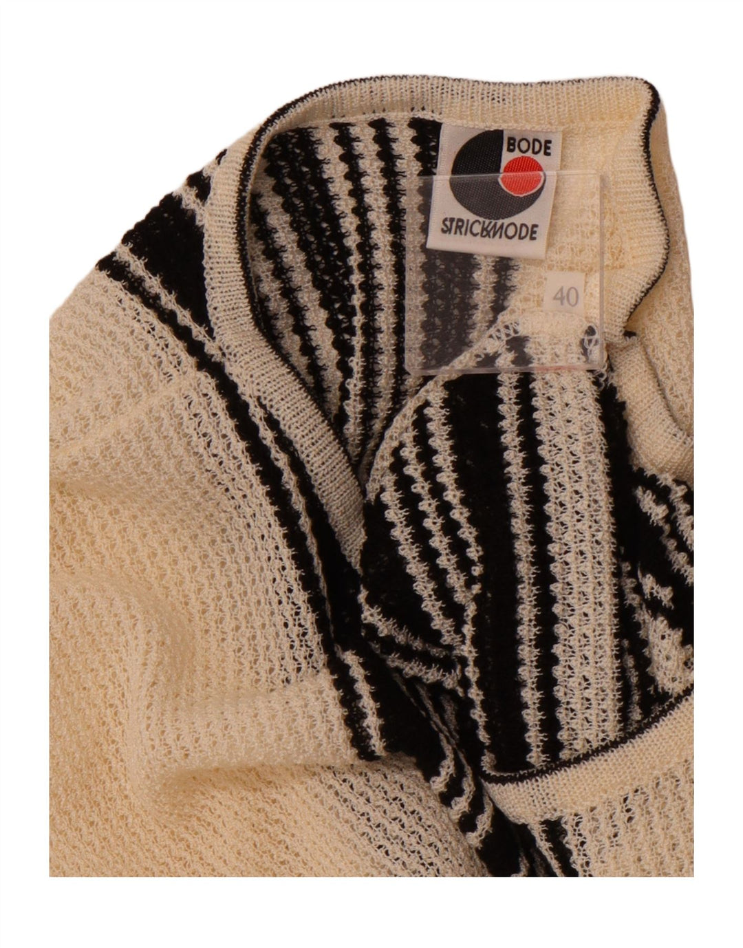 BODE Damen-Pullover mit U-Boot-Ausschnitt, EU 40, Mittel, gebrochenes Weiß, gestreift