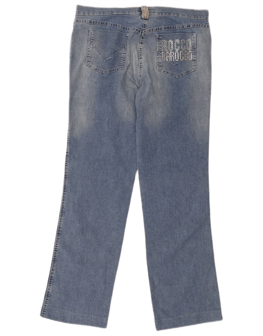 Roccobarocco Damen Graphic Straight Jeans W34 L31 Blaue Baumwolle