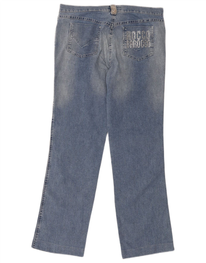 Roccobarocco Damen Graphic Straight Jeans W34 L31 Blaue Baumwolle