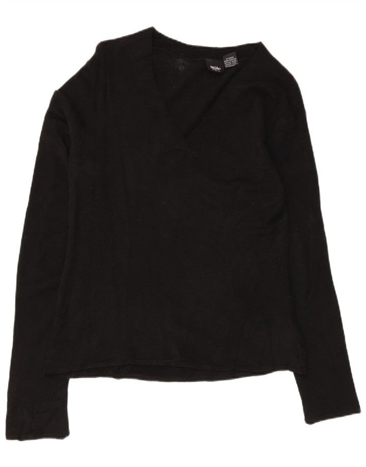 Mossimo Damen Top Langarm UK 14 Large Schwarz Acryl