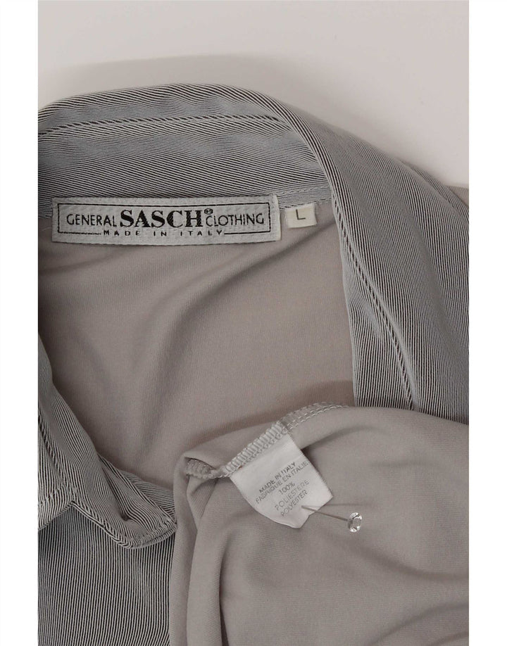 Sasch Herren-Kurzarmhemd, großes graues Colourblock-Polyester