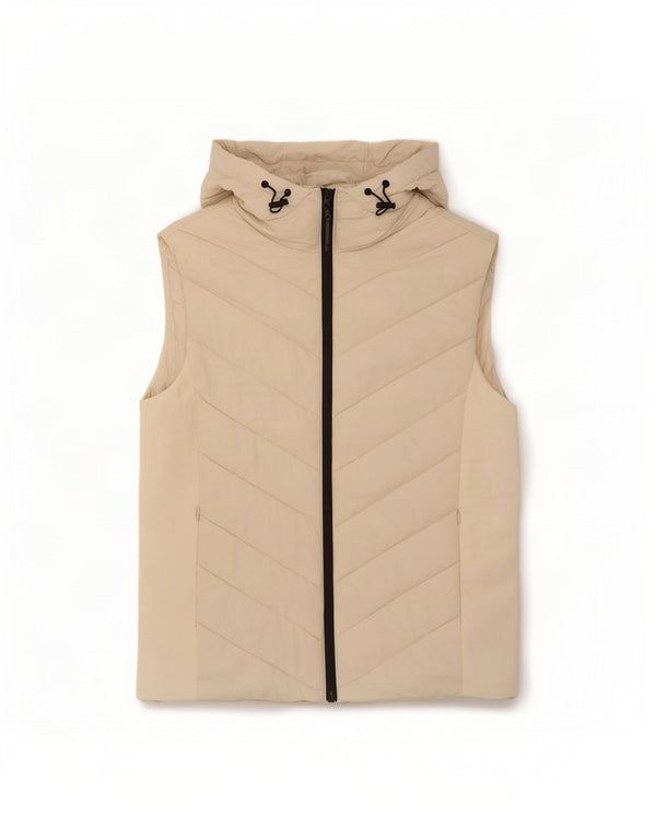 Zara Womens Hooded Padded Gilet UK 18 XL Off White
