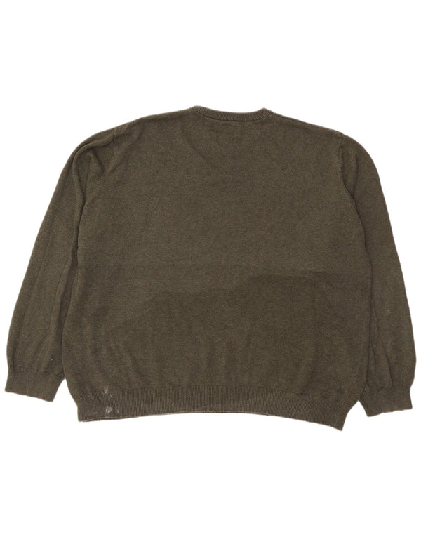 Marks & Spencer Herren-Pullover mit Rundhalsausschnitt, 2XL, Khaki, Baumwolle