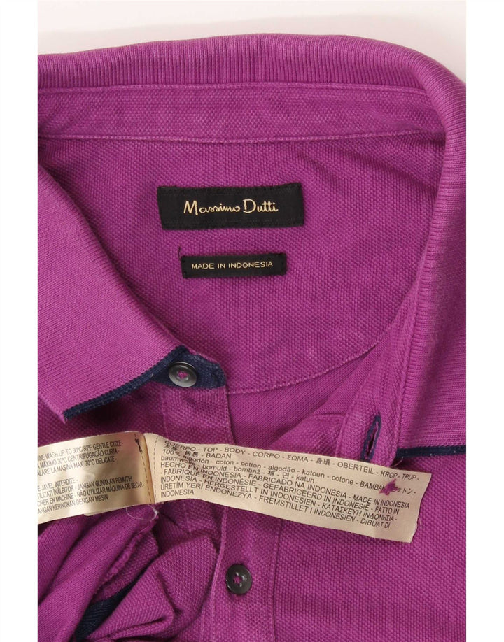 Massimo Dutti Herren Poloshirt XL Lila Baumwolle