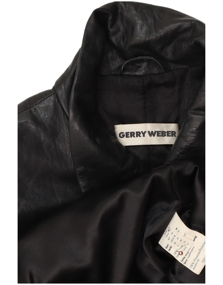 GERRY WEBER Damen Ledermantel UK 16 Großes schwarzes Leder