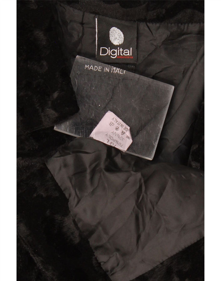 VINTAGE Womens Faux Fur Bolero Jacket UK 14 Large Black Polyester