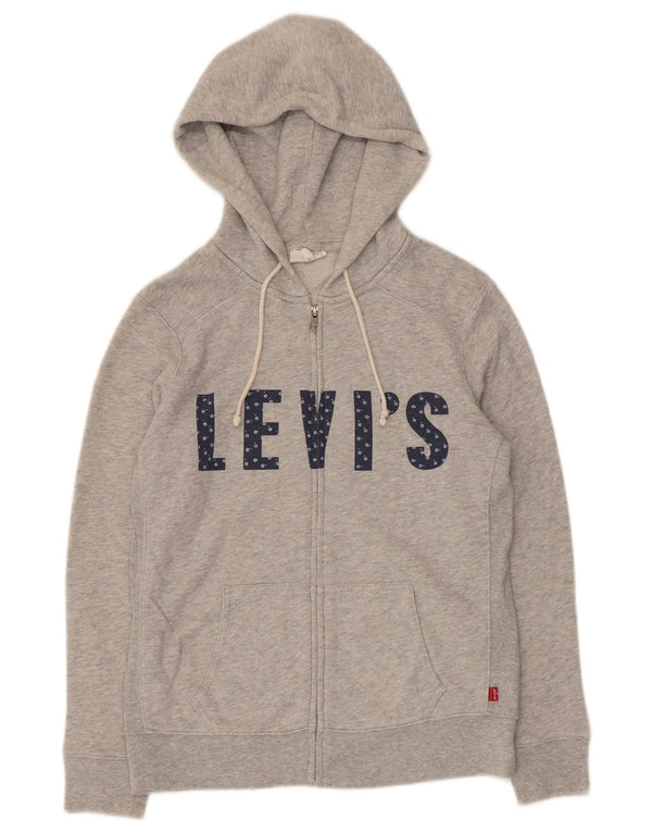 Levi's Damen-Kapuzenpullover mit grafischem Reißverschluss, UK 6 XS, graue Baumwolle