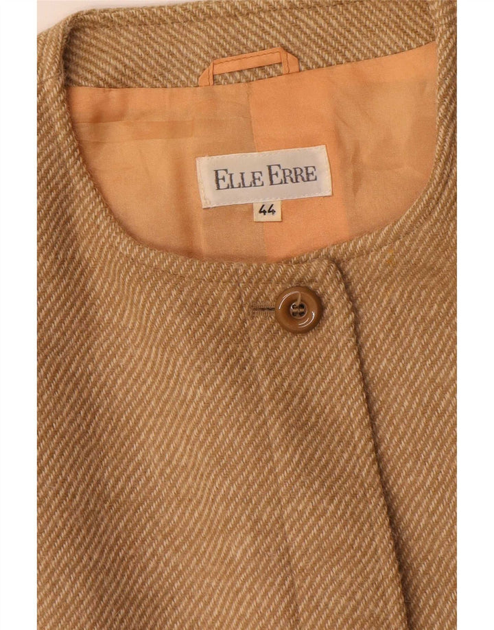 Elle Erre Damen Longline Blazer Jacke IT 44 Mittelbeige Nadelstreifen