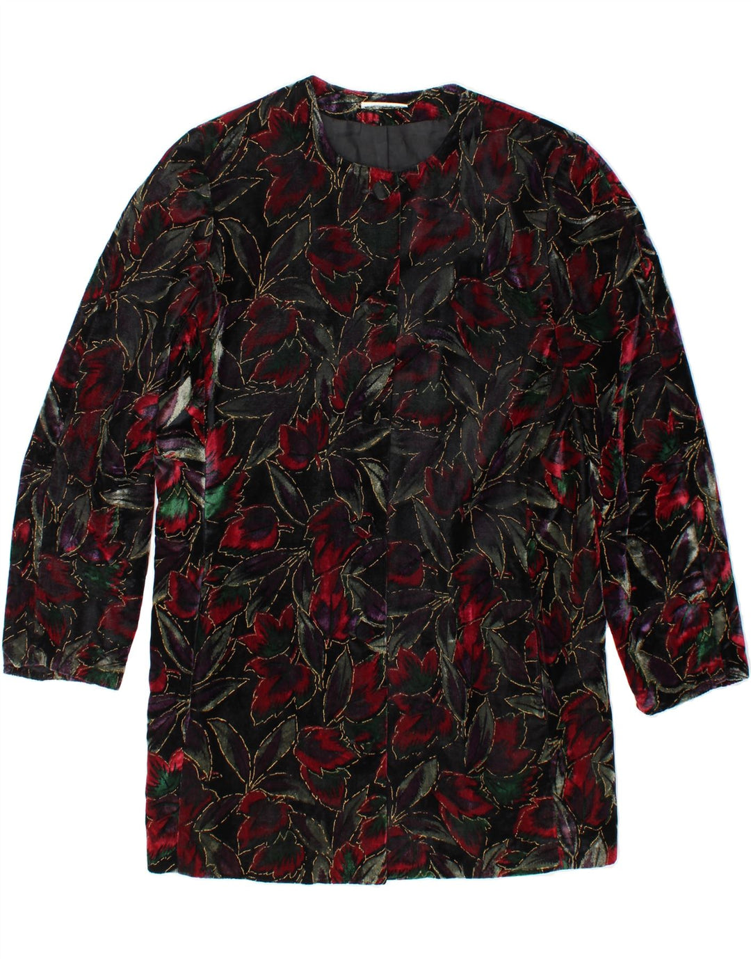 VINTAGE Womens Longline Blazer Jacket UK 14 Large Multicoloured Floral Vintage Vintage and Second-Hand Vintage from Messina Hembry 