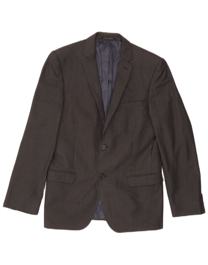 Ted Baker Herren-Blazer mit 2 Knöpfen, UK 38, mittelgraue Wolle