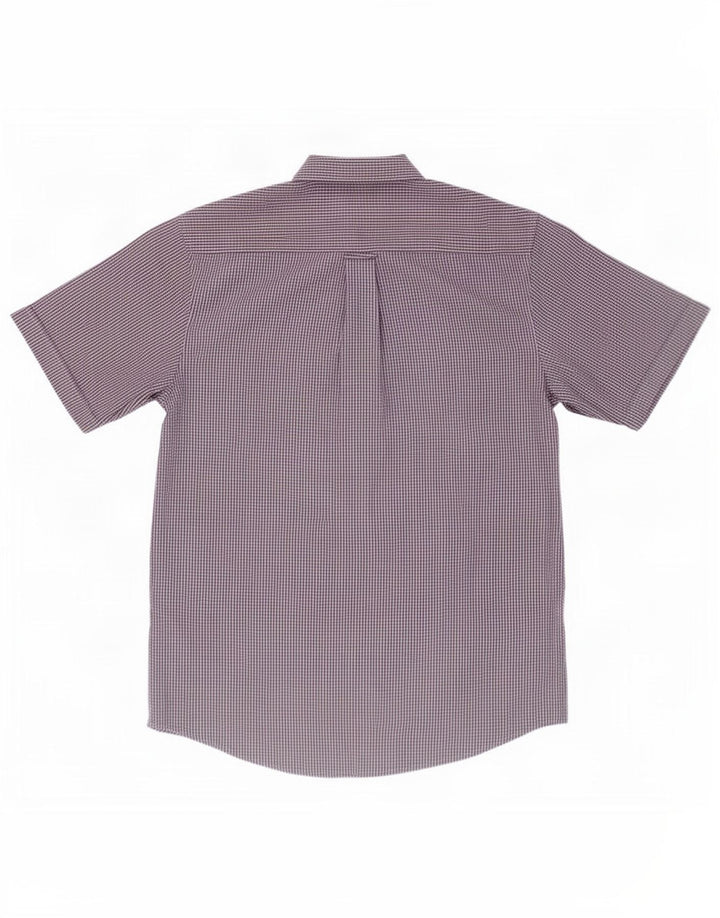 James Perse Herren-Kurzarmhemd, klein, blau kariert, Polyester