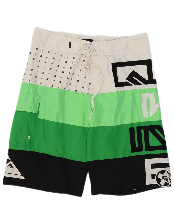 Quiksilver Herren-Badeshorts in mittelgrünem Farbblockdesign