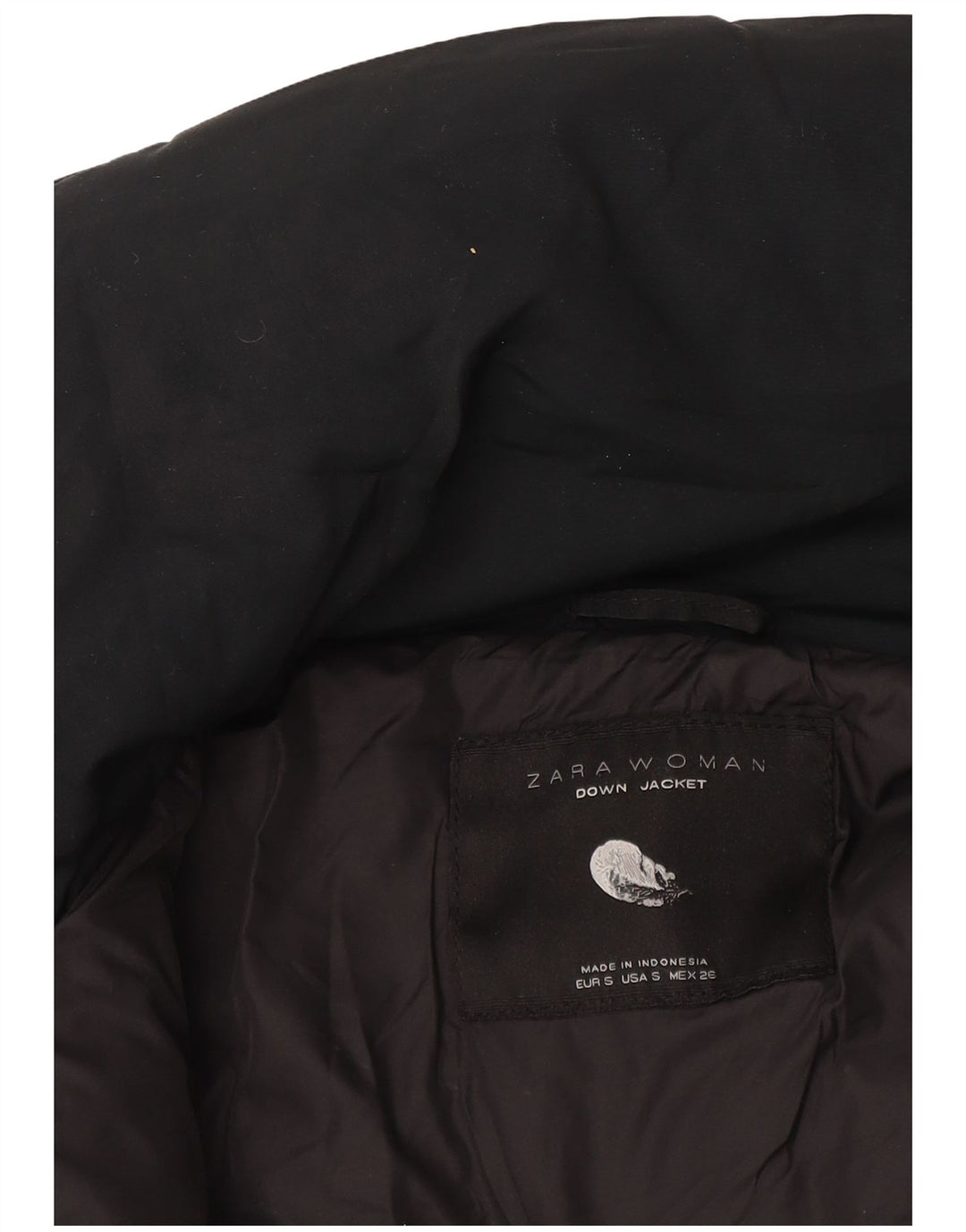 Zara Womens Hooded Padded Coat UK 10 Small Navy Blue