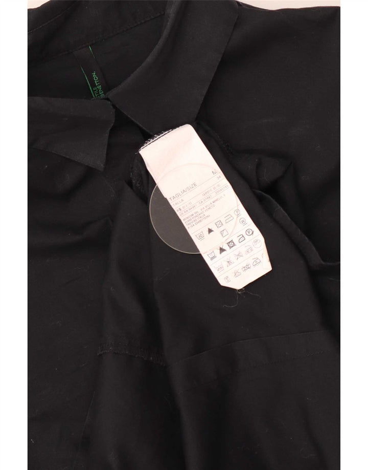 Benetton Damen-Hemd UK 12 aus mittelschwarzer Baumwolle