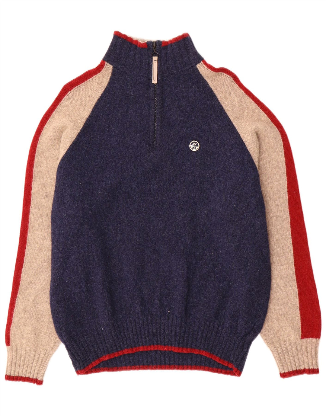 North Sails Herren-Pullover mit Reißverschluss am Hals, mittlere marineblaue Colourblock-Wolle