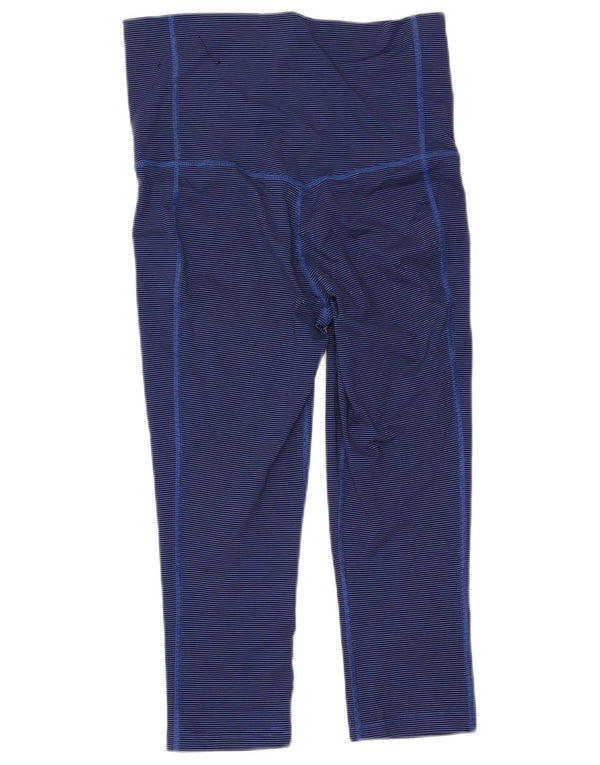 Nike Damen Dri Fit Capri-Leggings mit hoher Taille, UK 10, kleine blaue Nadelstreifen