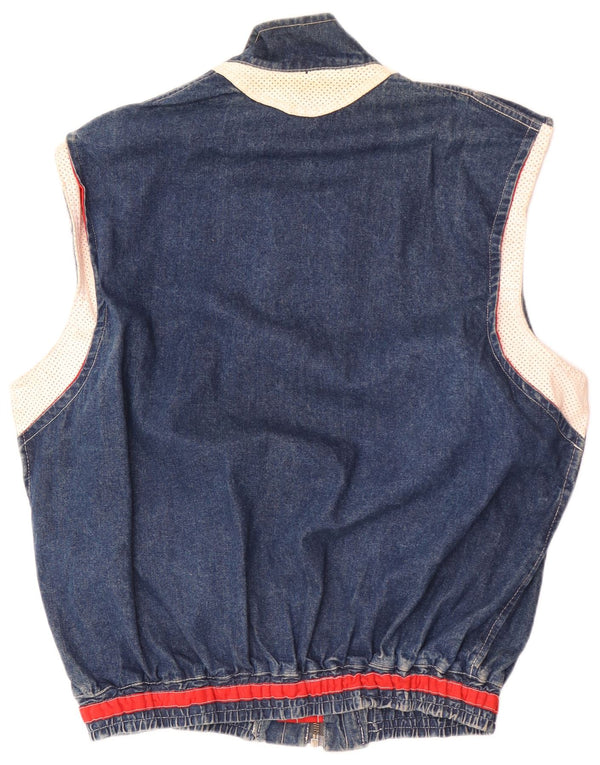 Vintage Herren-Jeansweste UK 40, groß, blau, Farbblock