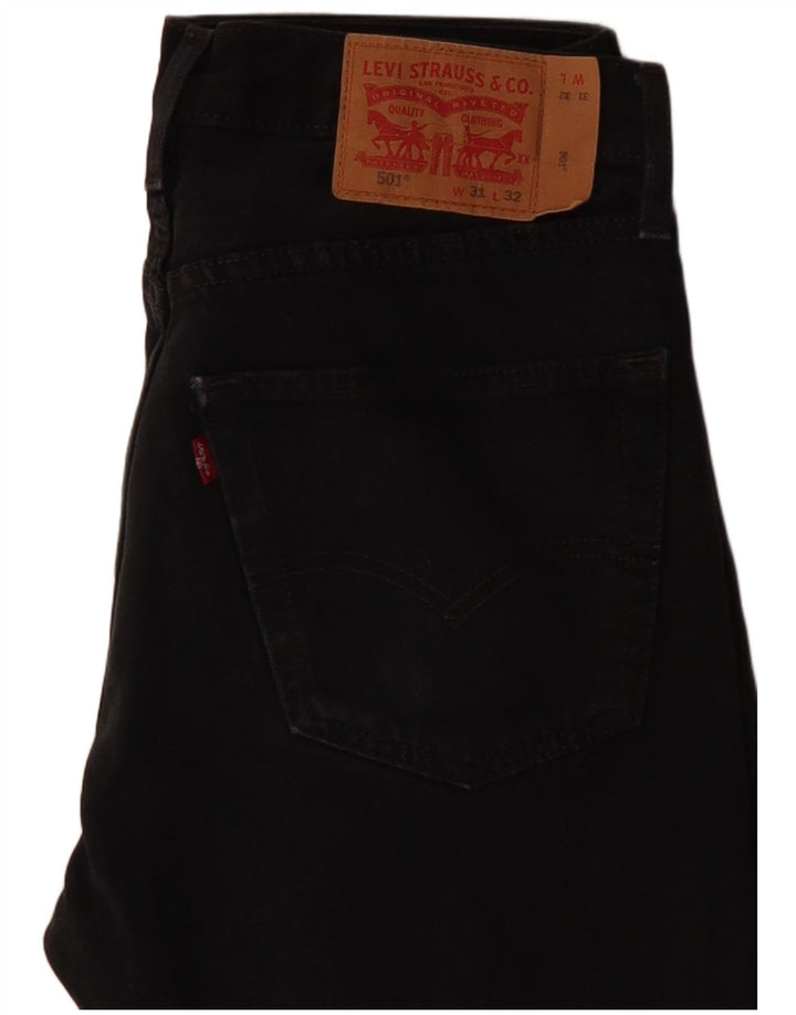 LEVI'S Herren 501 Straight Jeans W31 L32 Schwarze Baumwolle