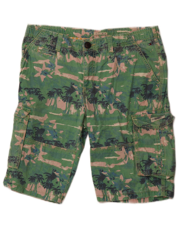 TOMMY HILFIGER Jungen Cargo-Shorts 15-16 Jahre W30 Grüne Blumen-Baumwolle