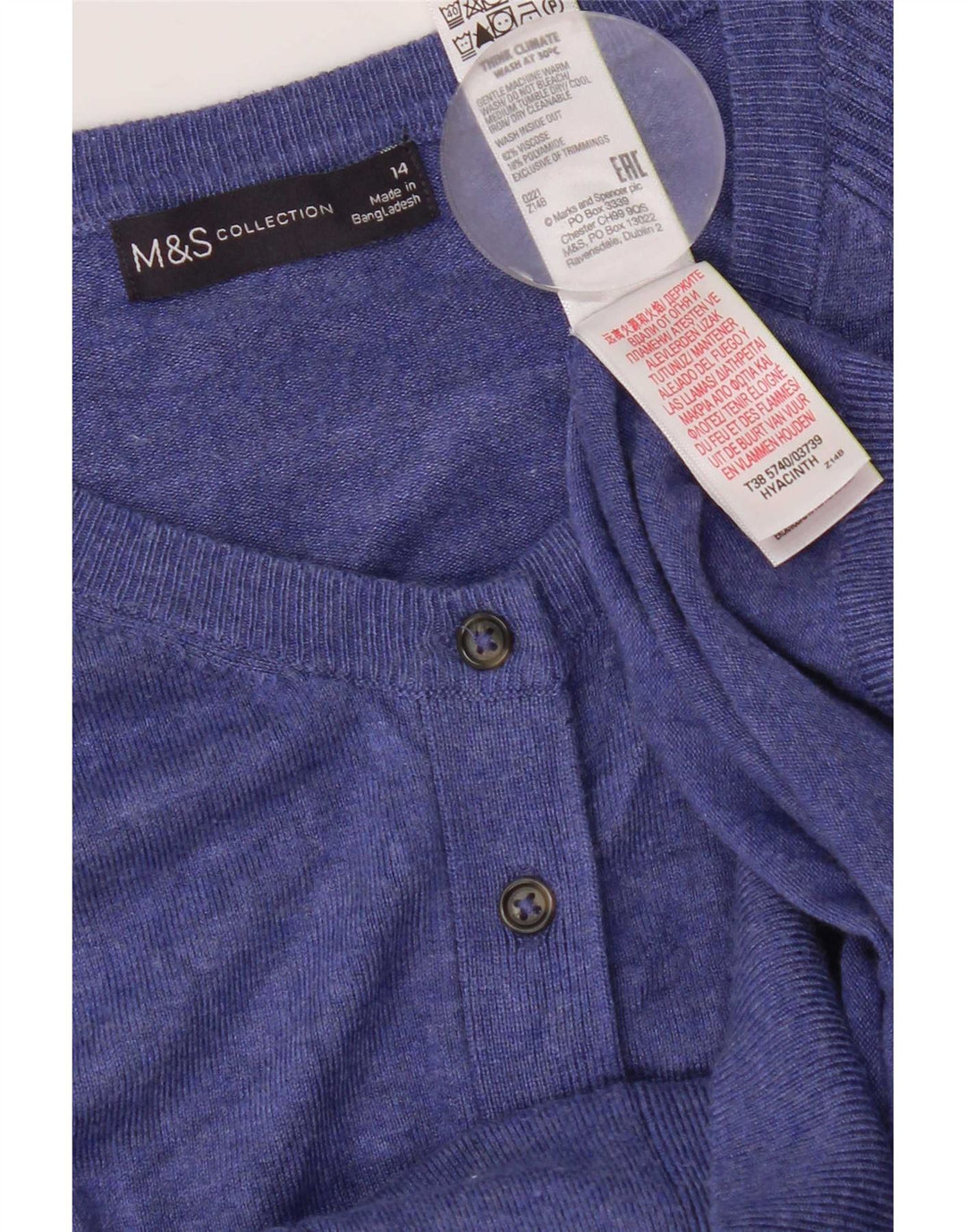 Marks & Spencer Damen-Cardigan-Pullover UK 14 Mittelblaue Viskose