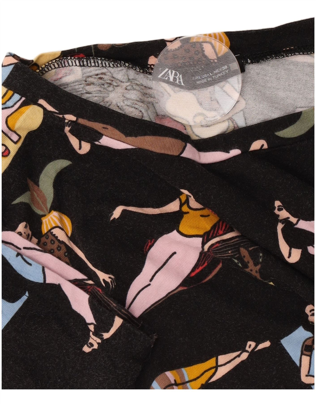 Zara Damen Grafik T-Shirt Top UK 16 Large Schwarz