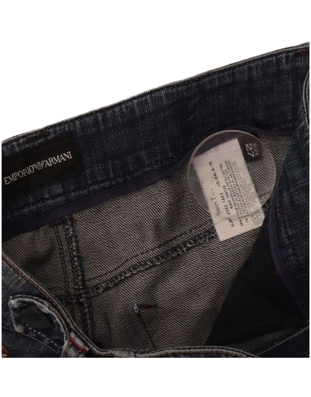 Emporio Armani Damen Bootcut-Jeans W27 L29 Blaue Baumwolle