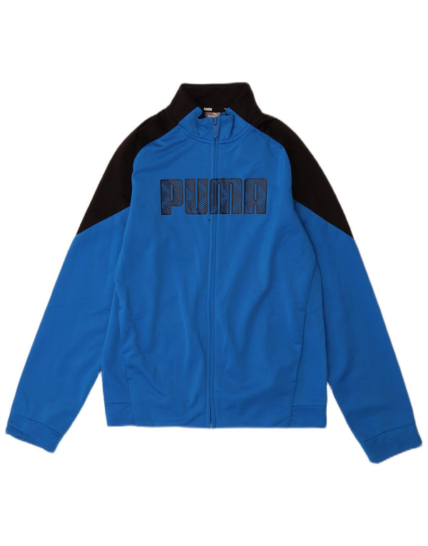 PUMA Jungen Grafik-Trainingsanzug-Top-Jacke, 13–14 Jahre, blauer Farbblock