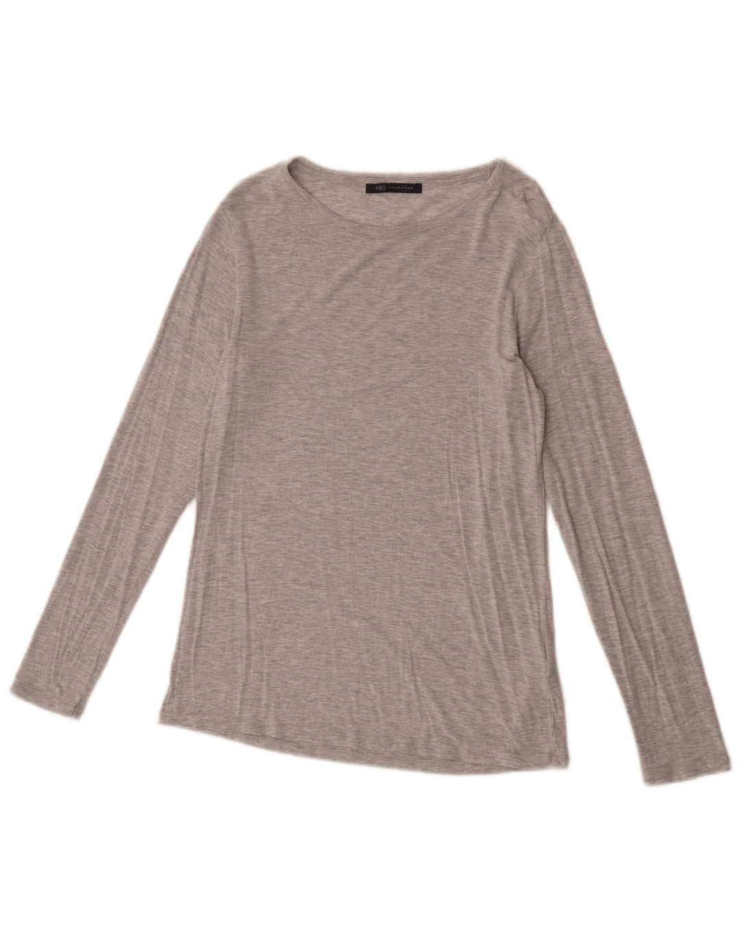 Marks & Spencer Damen Top Langarm UK 14 Mittelgrau Modal
