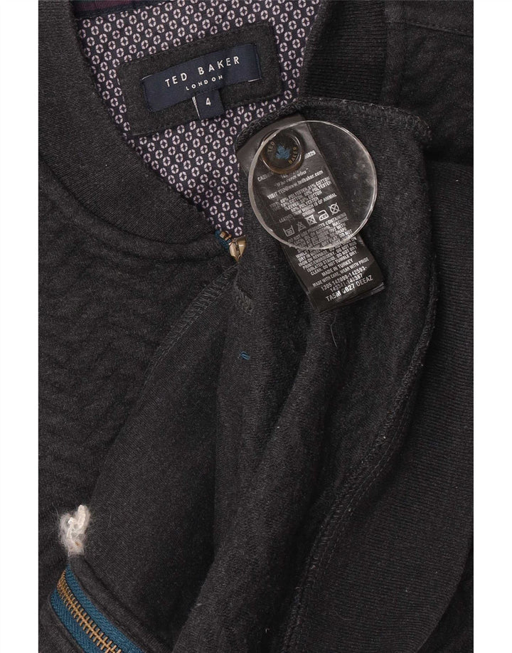 Ted Baker Herren-Trainingsanzug, Oberteil, Jacke, Größe 4, groß, graues Fischgrätenmuster aus Polyester